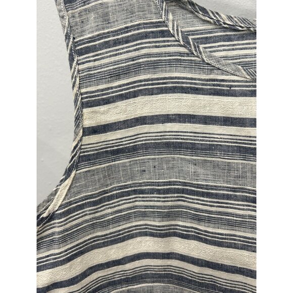 Artisan NY Womens Linen Sleeveless Top Size L Blue & White Stripes - Picture 4 of 8